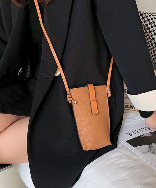 florist（フローリスト）の「【本革】配色ミックスのレザースマホポーチ/ポシェット/ショルダーバッグ（ショルダーバッグ・レディース・ライトブルー/ブラック/ベージュ/ブラックミックス/キャメル・FREE）」の12枚目の写真