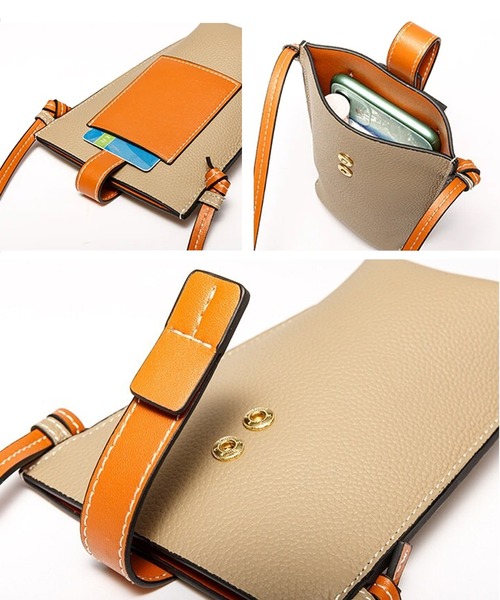 florist（フローリスト）の「【本革】配色ミックスのレザースマホポーチ/ポシェット/ショルダーバッグ（ショルダーバッグ・レディース・ライトブルー/ブラック/ベージュ/ブラックミックス/キャメル・FREE）」の17枚目の写真