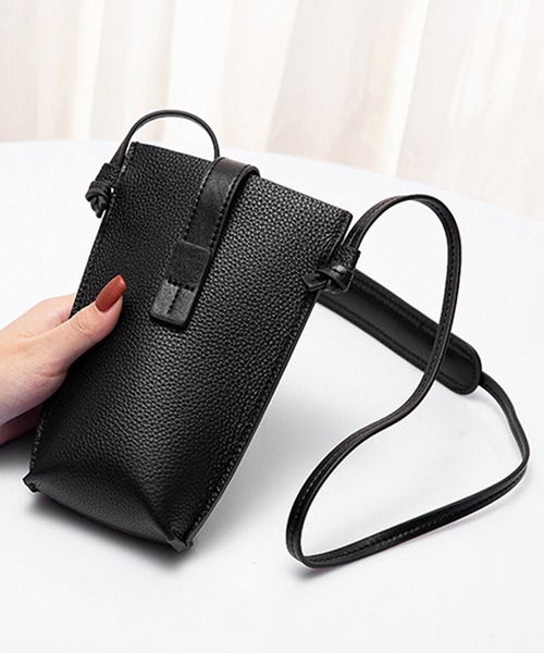 florist（フローリスト）の「【本革】配色ミックスのレザースマホポーチ/ポシェット/ショルダーバッグ（ショルダーバッグ・レディース・ライトブルー/ブラック/ベージュ/ブラックミックス/キャメル・FREE）」の7枚目の写真