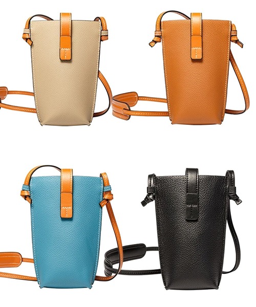 florist（フローリスト）の「【本革】配色ミックスのレザースマホポーチ/ポシェット/ショルダーバッグ（ショルダーバッグ・レディース・ライトブルー/ブラック/ベージュ/ブラックミックス/キャメル・FREE）」の10枚目の写真