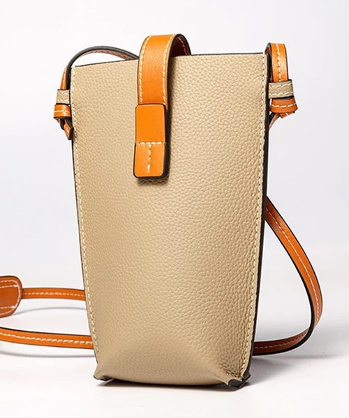 florist（フローリスト）の「【本革】配色ミックスのレザースマホポーチ/ポシェット/ショルダーバッグ（ショルダーバッグ・レディース・ライトブルー/ブラック/ベージュ/ブラックミックス/キャメル・FREE）」の20枚目の写真