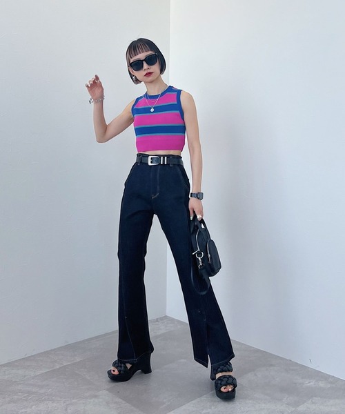 PAGEBOY(ページボーイ)の「マルチボーダーノースリ(タンクトップ・レディース・ピンク/グリーン・FREE)」の15枚目の写真