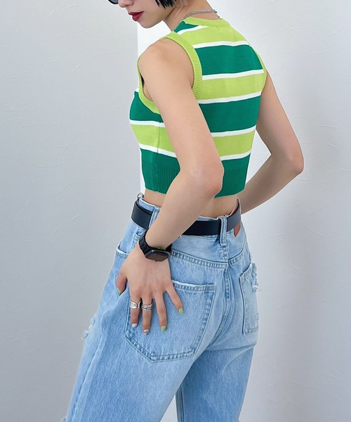 PAGEBOY(ページボーイ)の「マルチボーダーノースリ(タンクトップ・レディース・ピンク/グリーン・FREE)」の17枚目の写真