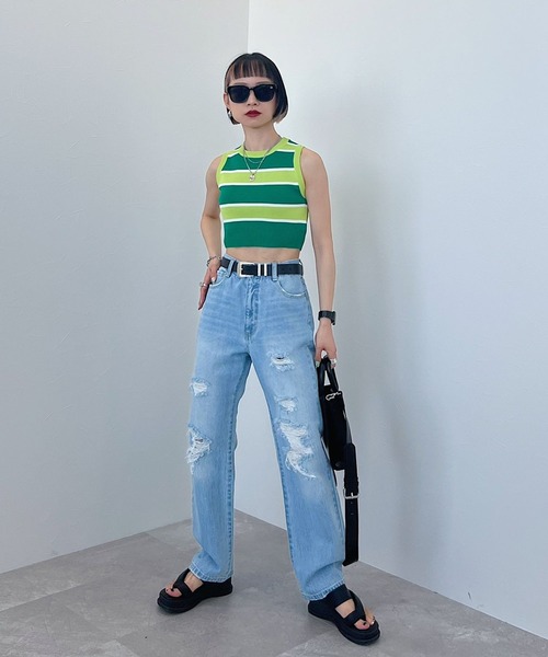 PAGEBOY(ページボーイ)の「マルチボーダーノースリ(タンクトップ・レディース・ピンク/グリーン・FREE)」の19枚目の写真