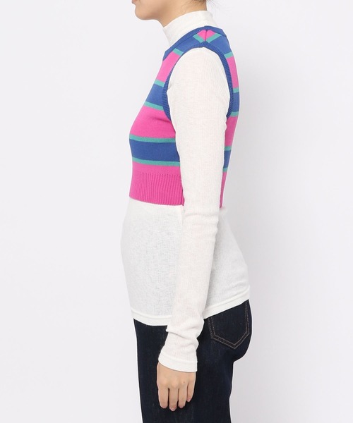 PAGEBOY(ページボーイ)の「マルチボーダーノースリ(タンクトップ・レディース・ピンク/グリーン・FREE)」の4枚目の写真