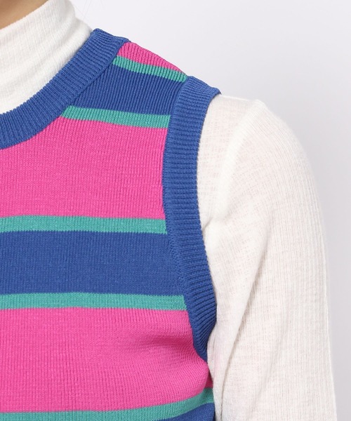 PAGEBOY(ページボーイ)の「マルチボーダーノースリ(タンクトップ・レディース・ピンク/グリーン・FREE)」の7枚目の写真