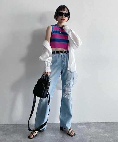 PAGEBOY(ページボーイ)の「マルチボーダーノースリ(タンクトップ・レディース・ピンク/グリーン・FREE)」の22枚目の写真