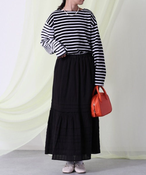 cepo(セポ)の「レースティアードスカート(スカート・レディース・ブラック/オフホワイト・M)」の1枚目の写真