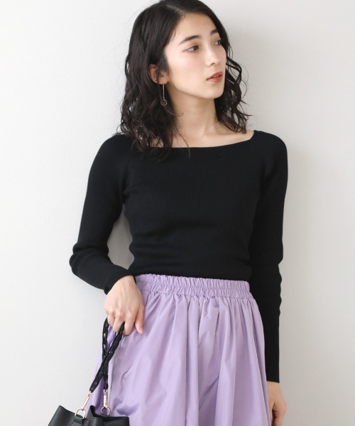 Bou Jeloud(ブージュルード)の「【WEB限定】スクエアネックリブニット(ニット/セーター・レディース・ブラック/ネイビー/グリーン/アイボリー・FREE)」の14枚目の写真