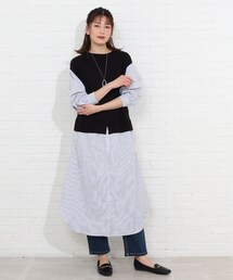 SHOO・LA・RUE | ニットベスト+シャツフェイクレイヤードワンピース(ワンピース)
