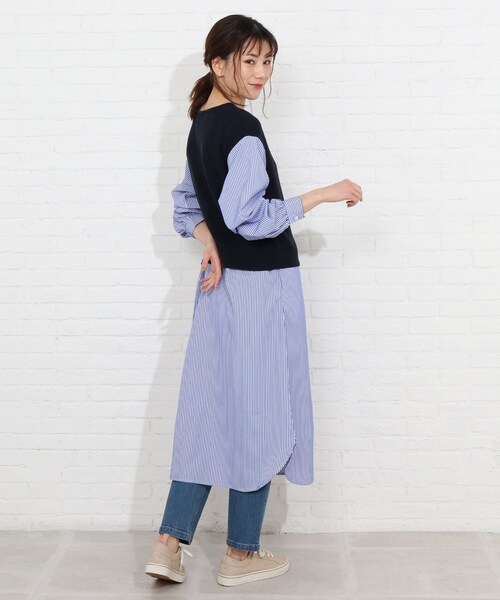 SHOO・LA・RUE（シューラルー）の「◆ニットベスト+シャツフェイクレイヤードワンピース（ワンピース・レディース・ブラック系4/ピンク系9/ネイビー系9・03/02/04）」の14枚目の写真