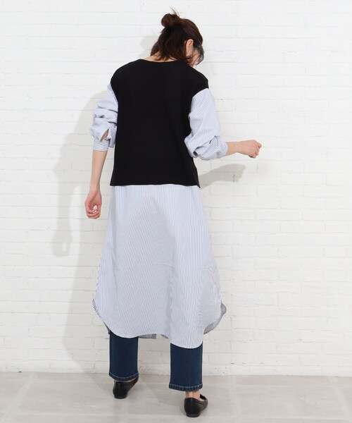 SHOO・LA・RUE（シューラルー）の「◆ニットベスト+シャツフェイクレイヤードワンピース（ワンピース・レディース・ブラック系4/ピンク系9/ネイビー系9・03/02/04）」の21枚目の写真