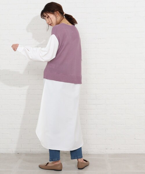 SHOO・LA・RUE（シューラルー）の「◆ニットベスト+シャツフェイクレイヤードワンピース（ワンピース・レディース・ブラック系4/ピンク系9/ネイビー系9・03/02/04）」の15枚目の写真