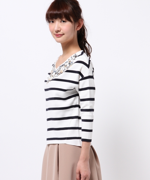 GRACE CONTINENTAL(グレースコンチネンタル)の「ビジューニットトップ(ニット/セーター・レディース・ホワイト/ブラック/イエロー・36)」の10枚目の写真