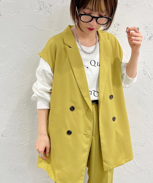 apres jour mignon（アプレジュールミニョン）の「ジレ【SETUP着用可能】【ZOZOTOWN限定アイテム】（ベスト・レディース・イエロー系その他/グレイッシュベージュ/ブラック/ブラウン系その他・X-LARGE/フリー）」の4枚目の写真