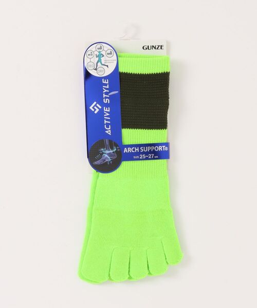 GUNZE(グンゼ)の「ACTIVE STYLE/アクティブスタイル アーチサポート 5本指ソックス スニーカー丈(ソックス/靴下・メンズ・ホワイト/ライトグレー/ブラック/ネイビー/イエロー系その他/レンガ/カーキ/ブルー/ブラック系その他/オレンジ/ライム・25-27CM)」の6枚目の写真