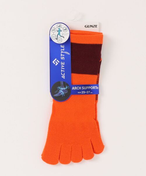 GUNZE(グンゼ)の「ACTIVE STYLE/アクティブスタイル アーチサポート 5本指ソックス スニーカー丈(ソックス/靴下・メンズ・ホワイト/ライトグレー/ブラック/ネイビー/イエロー系その他/レンガ/カーキ/ブルー/ブラック系その他/オレンジ/ライム・25-27CM)」の11枚目の写真