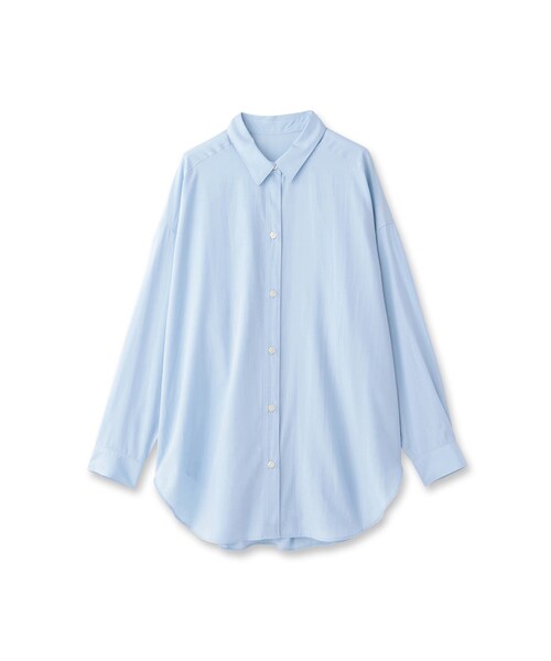 INDIVI（インディヴィ）の「【ビタミンE配合素材〈再生繊維(セルロース)〉/UVケア】セミオーバーブラウス（シャツ/ブラウス・レディース・ブラック/サックスブルー/ホワイト・38）」の4枚目の写真