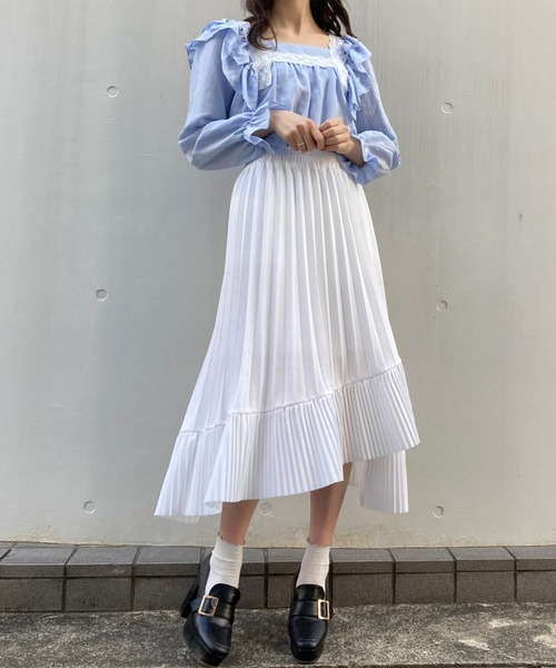 titty&Co. PETIT(ティティアンドコープティ)の「【titty&Co.PETIT】イレヘムプリーツスカート(スカート・レディース・ホワイト/ブラック・FREE)」の2枚目の写真
