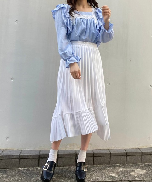 titty&Co. PETIT(ティティアンドコープティ)の「【titty&Co.PETIT】イレヘムプリーツスカート(スカート・レディース・ホワイト/ブラック・FREE)」の4枚目の写真