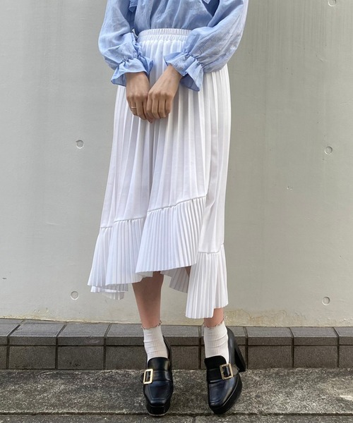 titty&Co. PETIT(ティティアンドコープティ)の「【titty&Co.PETIT】イレヘムプリーツスカート(スカート・レディース・ホワイト/ブラック・FREE)」の5枚目の写真