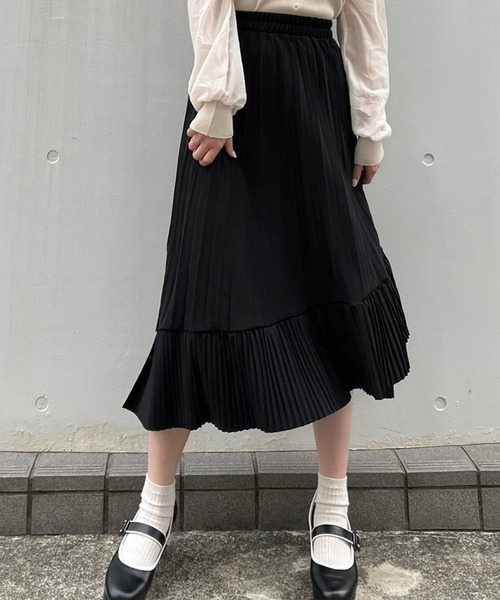 titty&Co. PETIT(ティティアンドコープティ)の「【titty&Co.PETIT】イレヘムプリーツスカート(スカート・レディース・ホワイト/ブラック・FREE)」の12枚目の写真