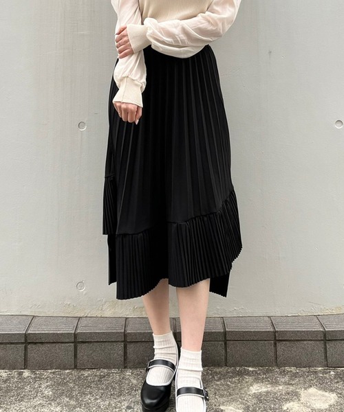 titty&Co. PETIT(ティティアンドコープティ)の「【titty&Co.PETIT】イレヘムプリーツスカート(スカート・レディース・ホワイト/ブラック・FREE)」の13枚目の写真