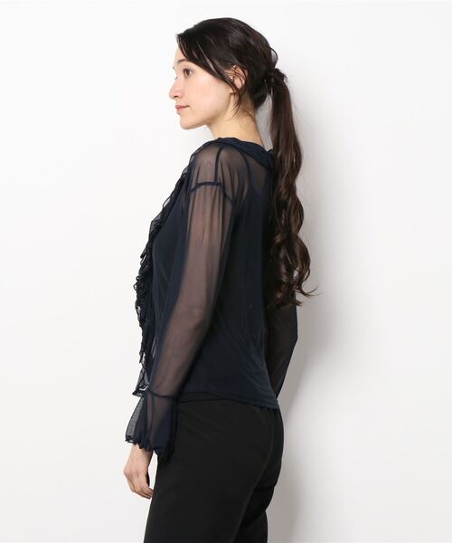 RANDEBOO（ランデブー）の「Organdy frill blouse（シャツ/ブラウス・レディース・ネイビー/ピンクベージュ・FREE）」の5枚目の写真
