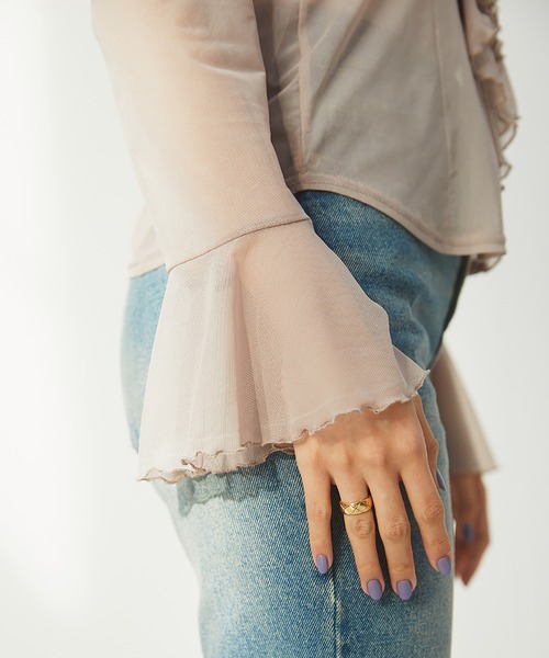 RANDEBOO（ランデブー）の「Organdy frill blouse（シャツ/ブラウス・レディース・ネイビー/ピンクベージュ・FREE）」の16枚目の写真