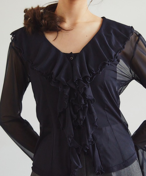 RANDEBOO（ランデブー）の「Organdy frill blouse（シャツ/ブラウス・レディース・ネイビー/ピンクベージュ・FREE）」の17枚目の写真