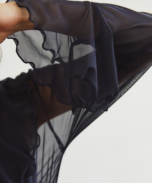 RANDEBOO（ランデブー）の「Organdy frill blouse（シャツ/ブラウス・レディース・ネイビー/ピンクベージュ・FREE）」の7枚目の写真