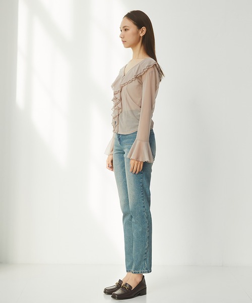 RANDEBOO（ランデブー）の「Organdy frill blouse（シャツ/ブラウス・レディース・ネイビー/ピンクベージュ・FREE）」の8枚目の写真