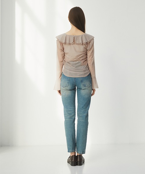 RANDEBOO（ランデブー）の「Organdy frill blouse（シャツ/ブラウス・レディース・ネイビー/ピンクベージュ・FREE）」の14枚目の写真