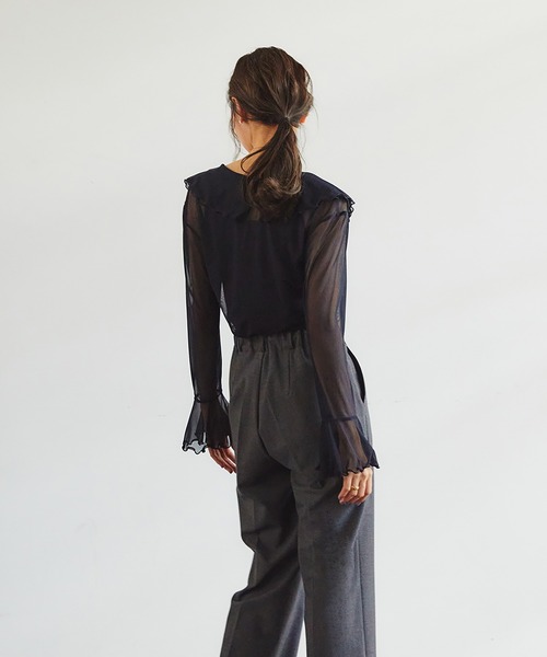 RANDEBOO（ランデブー）の「Organdy frill blouse（シャツ/ブラウス・レディース・ネイビー/ピンクベージュ・FREE）」の20枚目の写真