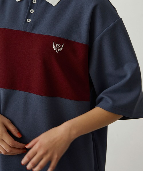 179/WG(イチナナキュウダブルジー)の「配色ポロワンピース(ワンピース・レディース・チャコールグレー/ブルー/グリーン・MEDIUM)」の12枚目の写真