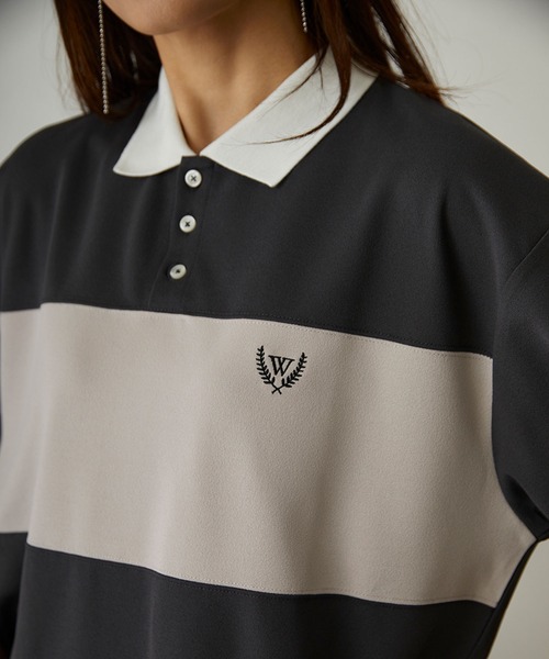 179/WG(イチナナキュウダブルジー)の「配色ポロワンピース(ワンピース・レディース・チャコールグレー/ブルー/グリーン・MEDIUM)」の9枚目の写真