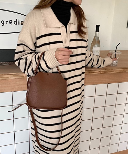 me+em select（ミームセレクト）の「【 2 way ショルダーストラップ付属 】フェイクレザーモダンスクエアワンハンドルバッグ（ハンドバッグ・レディース・モカ/ベージュ/ブラウン/ブラック・FREE）」の5枚目の写真