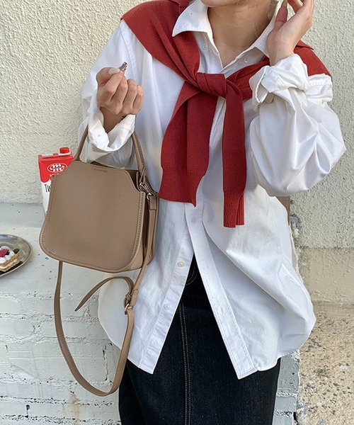 me+em select（ミームセレクト）の「【 2 way ショルダーストラップ付属 】フェイクレザーモダンスクエアワンハンドルバッグ（ハンドバッグ・レディース・モカ/ベージュ/ブラウン/ブラック・FREE）」の13枚目の写真