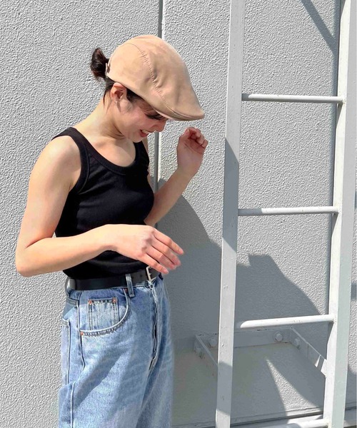 CANAL JEAN(キャナルジーン)の「El mar シンプルハンチング帽(ハンチング/ベレー帽・レディース・ブラック/ベージュ・ONE SIZE)」の2枚目の写真