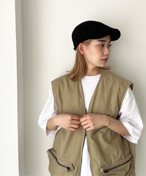 CANAL JEAN(キャナルジーン)の「El mar シンプルハンチング帽(ハンチング/ベレー帽・レディース・ブラック/ベージュ・ONE SIZE)」の21枚目の写真