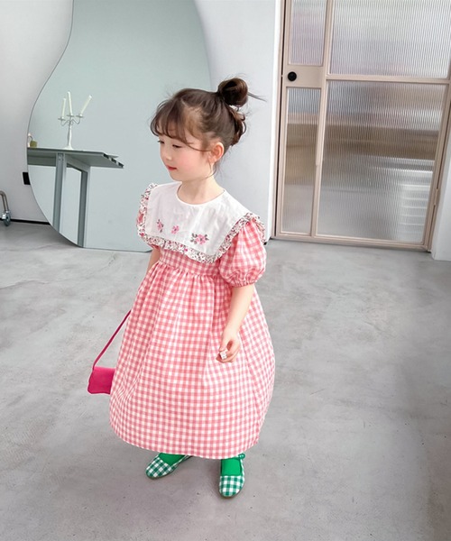 little_rhythnnne♡ピンク TUTUギンガムチェック キャミワンピ