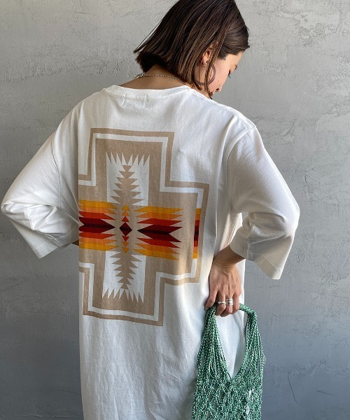 PENDLETON（ペンドルトン）の「[PENDLETON/ペンドルトン] バックプリント サイドスリット 7分袖ロング丈Tシャツワンピース（ワンピース・レディース・グレー/ベージュ/チャコール/ミント/オフホワイト・F）」の20枚目の写真