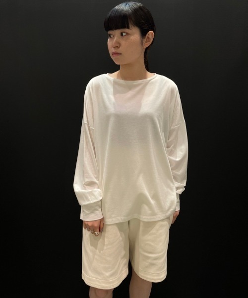 DROIT BELLO（ドロイトベロ）の「DROIT BELLO(ドロイトベロ) 袖リブカットソー（Tシャツ/カットソー・レディース・ホワイト/ライトグレー/ライム・FREE）」の2枚目の写真