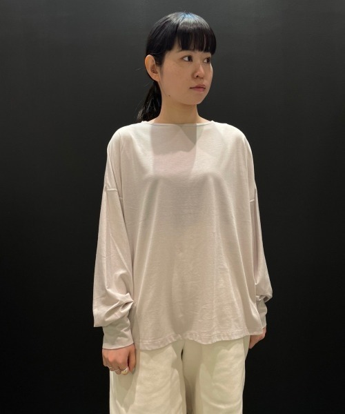 DROIT BELLO（ドロイトベロ）の「DROIT BELLO(ドロイトベロ) 袖リブカットソー（Tシャツ/カットソー・レディース・ホワイト/ライトグレー/ライム・FREE）」の3枚目の写真