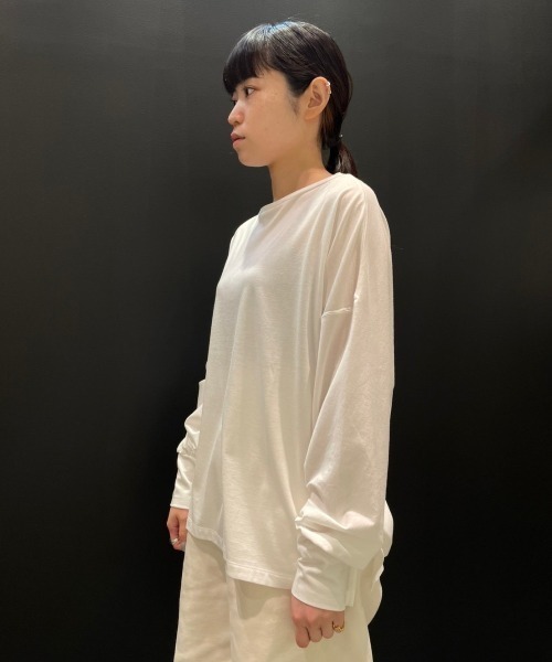 DROIT BELLO（ドロイトベロ）の「DROIT BELLO(ドロイトベロ) 袖リブカットソー（Tシャツ/カットソー・レディース・ホワイト/ライトグレー/ライム・FREE）」の12枚目の写真