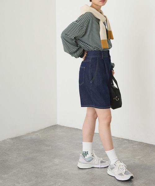 forksy.(フォルクシー)の「【forksy.】ハイウエストタック入りデニムショートパンツ(デニムパンツ・レディース・サックスブルー/ブルー/ネイビー・FREE)」の13枚目の写真