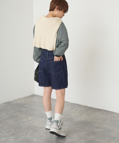 forksy.(フォルクシー)の「【forksy.】ハイウエストタック入りデニムショートパンツ(デニムパンツ・レディース・サックスブルー/ブルー/ネイビー・FREE)」の14枚目の写真