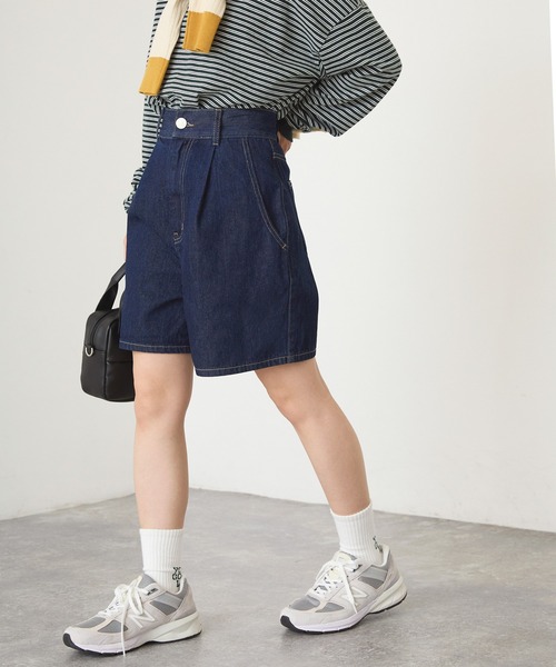 forksy.(フォルクシー)の「【forksy.】ハイウエストタック入りデニムショートパンツ(デニムパンツ・レディース・サックスブルー/ブルー/ネイビー・FREE)」の16枚目の写真