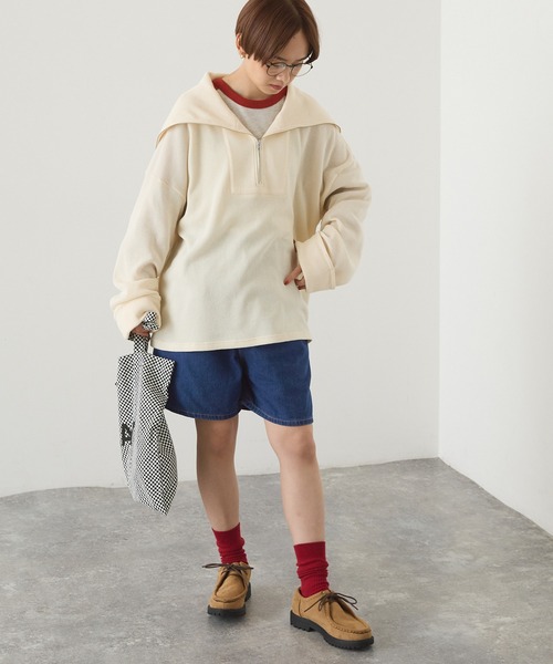 forksy.(フォルクシー)の「【forksy.】ハイウエストタック入りデニムショートパンツ(デニムパンツ・レディース・サックスブルー/ブルー/ネイビー・FREE)」の5枚目の写真