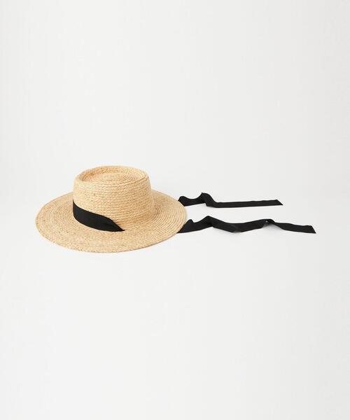 green label relaxing(グリーンレーベルリラクシング)の「【矢野未希子さん着用】ラフィア 2WAY リボン ハット(ハット・レディース・ブラック/ベージュ・FREE)」の12枚目の写真